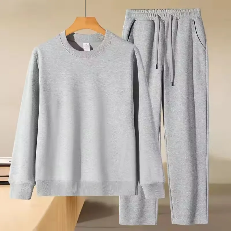 2026 Men's New Straight-Leg Casual Suit Trendy Round Neck Sweatshirt Sweatpants Loose Fit Versatile Casual Autumn Sports Suit