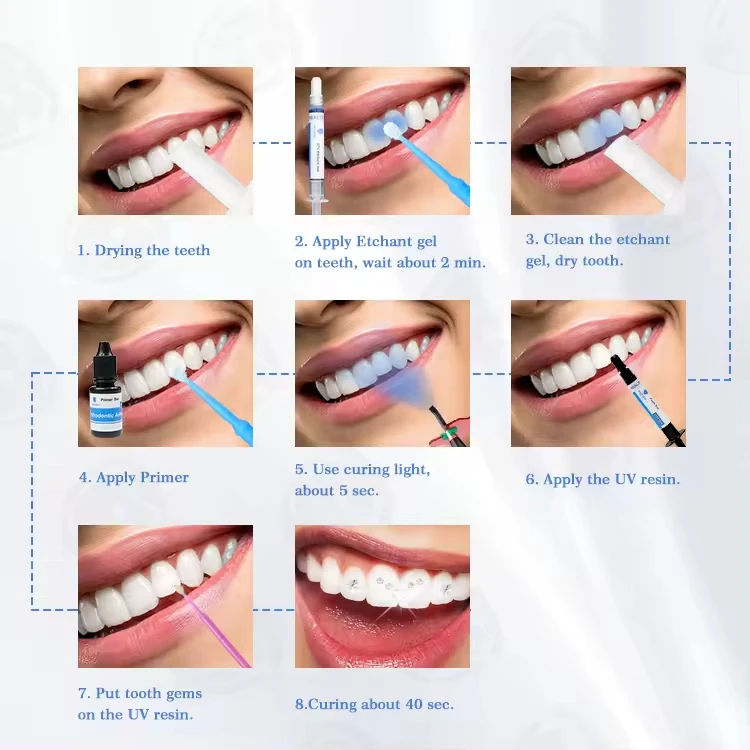 Home Use Tooth Gem Kit Crystal Professional Teeth Gem Whitening Diy Tooth Gem Adhesive Kit