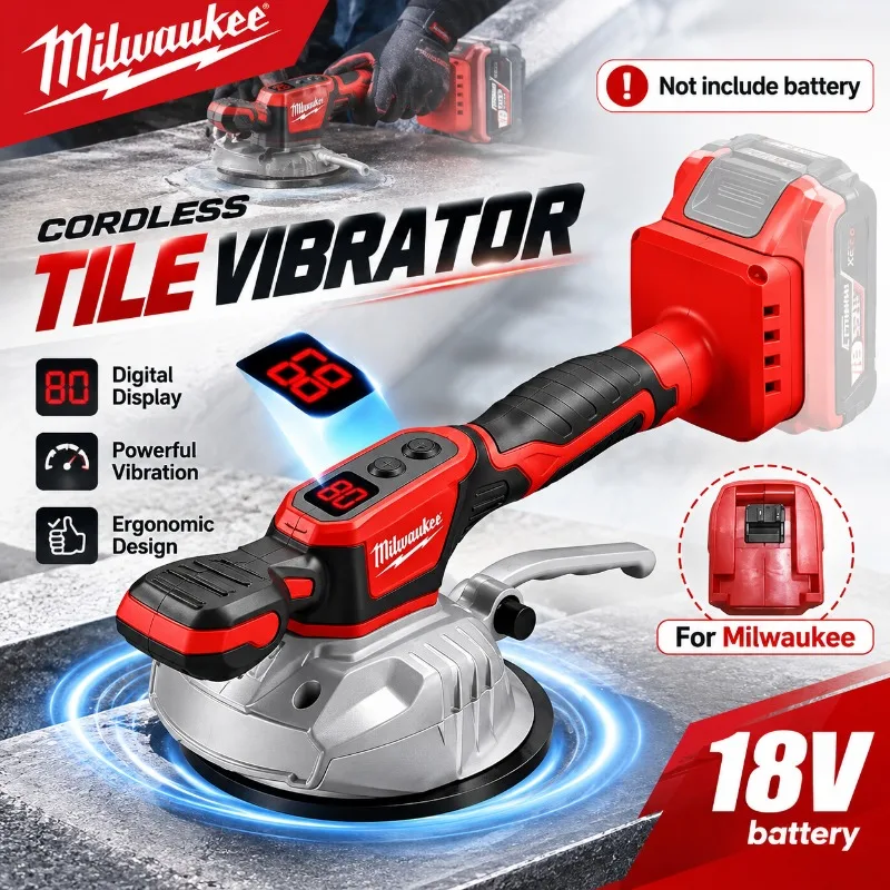 Milwaukee VILASTING Tile Tiling Machine High Loading Capacity Wall Floor Tile Laying Vibrating Tool 8 Gears Fit 18V Battery Pin