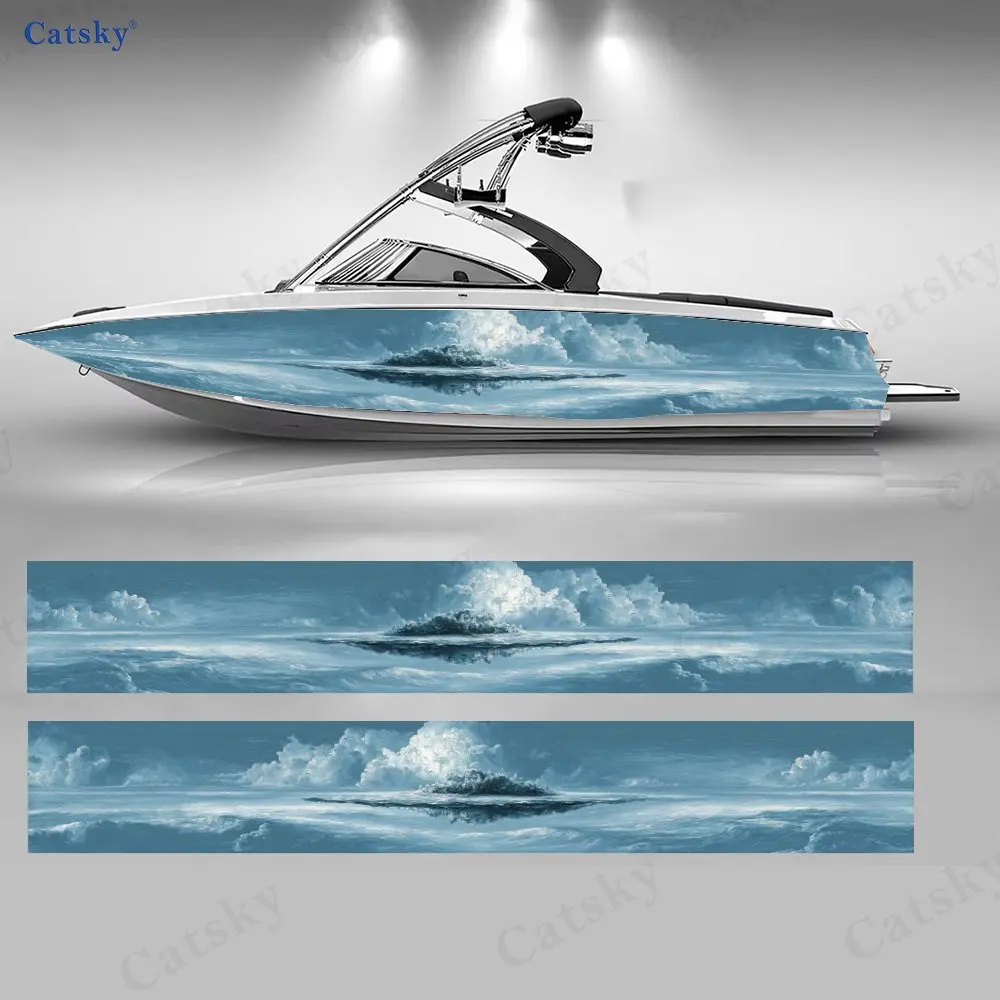 

Наклейки для лодок Sky-Sea Mirror Island, водонепроницаемые виниловые наклейки из ПВХ для рыболовных судов, прочные и стильные.