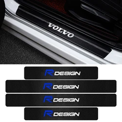 4PCS Carbon Fiber Car Door Sill Protected Stickers Auto Emblem Decal Anti-scratch For volvo Rdesign XC60 XC90 V40 V50 V60 S60 T6