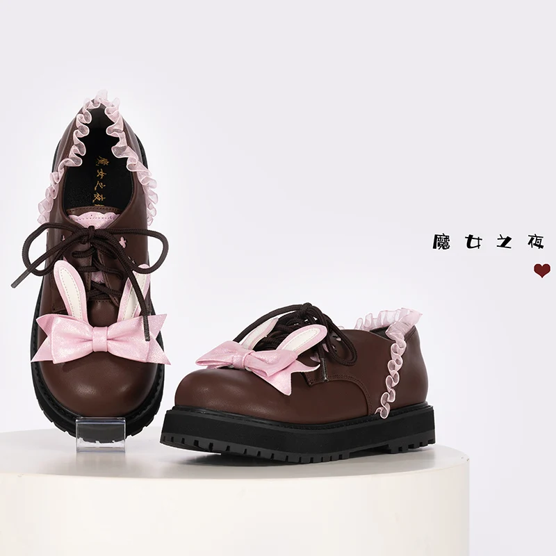 Rabbit Kawaii Style Japanese Jk Uniform Loli Shoes Pu Leather Gothic Witcher Lolita Lovely Girl Student Thick Sole Platform 41