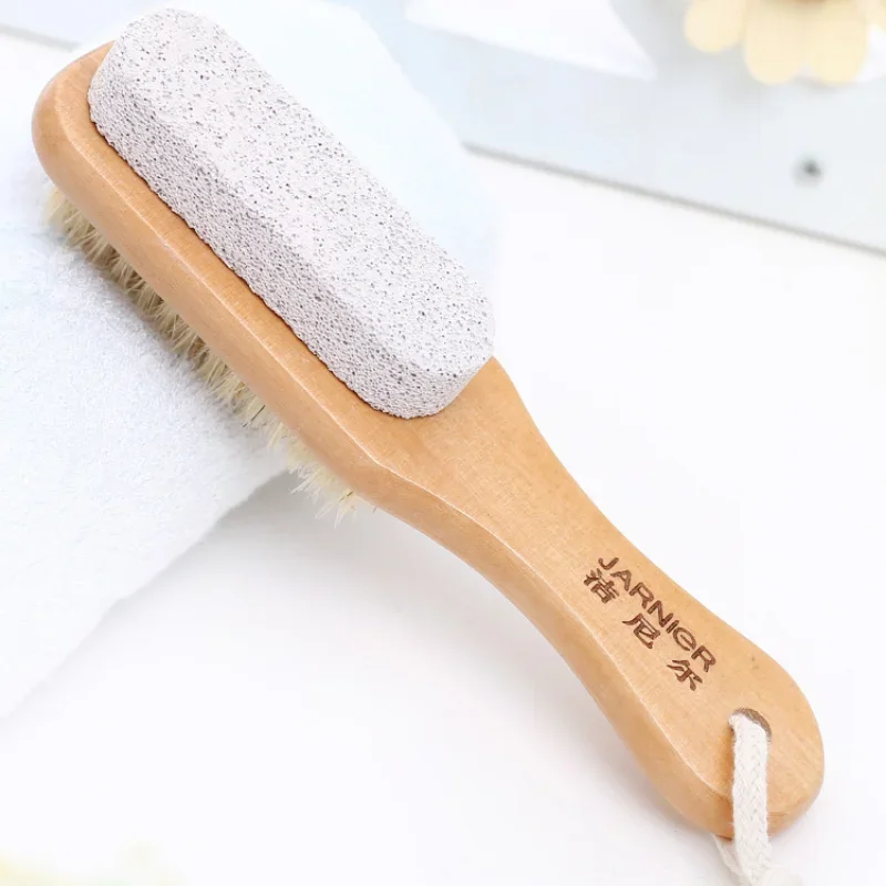 1pc Foot Care Natural Bristle Massage Brush Two-sided Pumice Stone Brush Feet Exfoliating Dead Skin Remover Brush Pedicure Tools