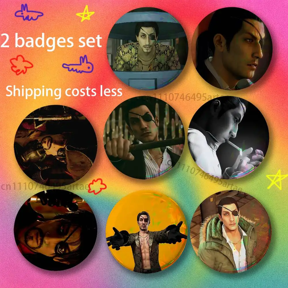 Game Y-Yakuzas Goro Majima 2-piece set Pins Backpack Clothes Jewelry Accessories Cartoon Round Brooch Button Badge Gifts