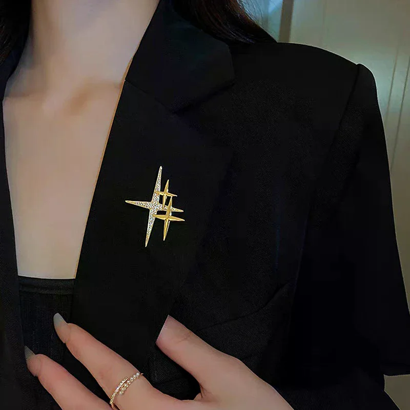 Simple Personality Star High-end Sense Brooch Cute Trendy Design Corsage Fashion Pin For Evening Banquet Suit Emblem Jewelry