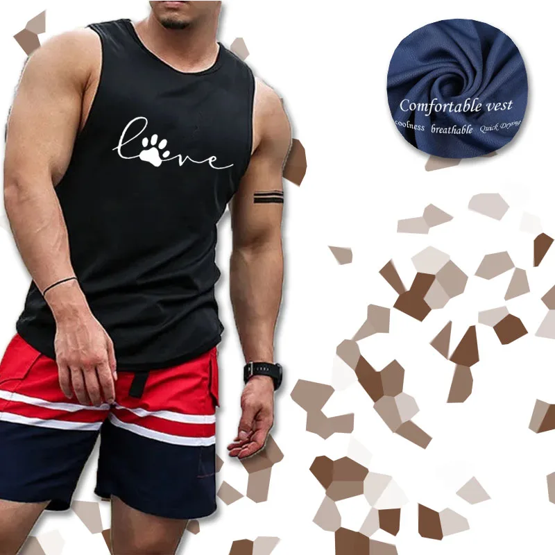 

Logo printed vest, fashionable men's sleeveless casual men's sleeveless top, men's clothing, men's gym sportswear
