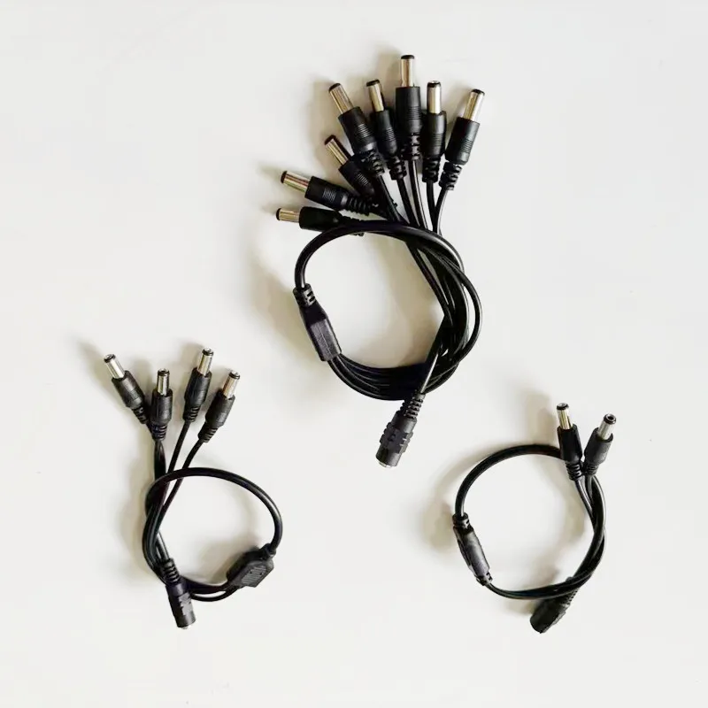 Rozdzielacz kabla zasilającego DC 1 na 2/4/8 wyjść 5V 12V męski żeński 5.5 x 2.1mm złącze adaptera zasilania do taśmy LED, kamery