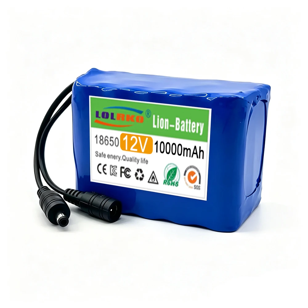12V 10Ah 3s5p lithium-ion battery pack with BMS and charger. Large capacity rechargeable battery can be used for 12V DIY devices