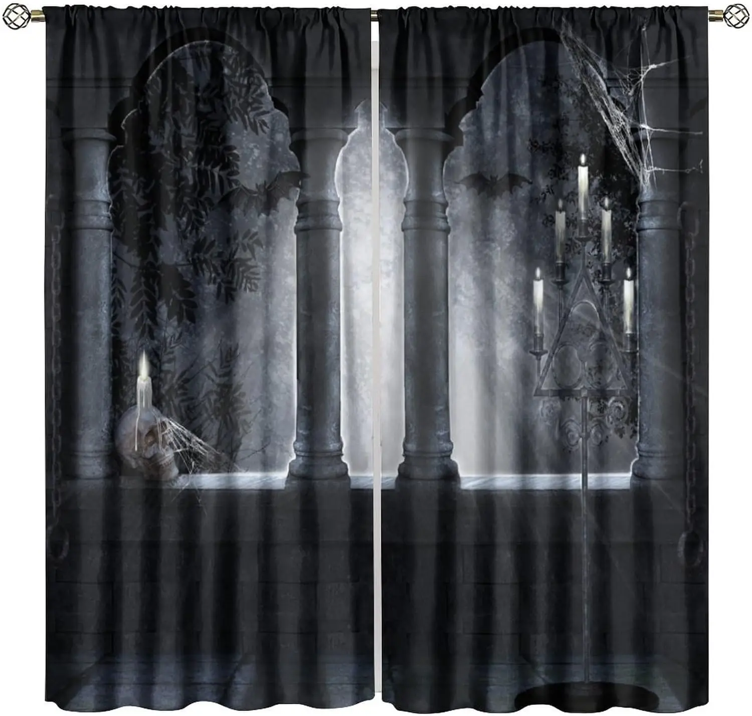 Gothic Black Curtains Spooky Haunted Victorian Window Drapes Polyester Material Home Decor Dramatic Theater Room Curtains Insula