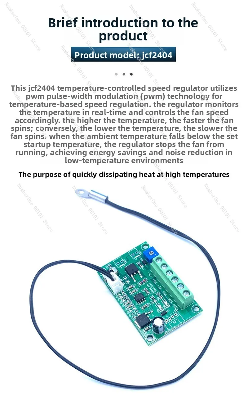 24V Fan Temperature Control Speed Controller Case Fan Controller PWM Temperature Control  12V Fan Speed Module