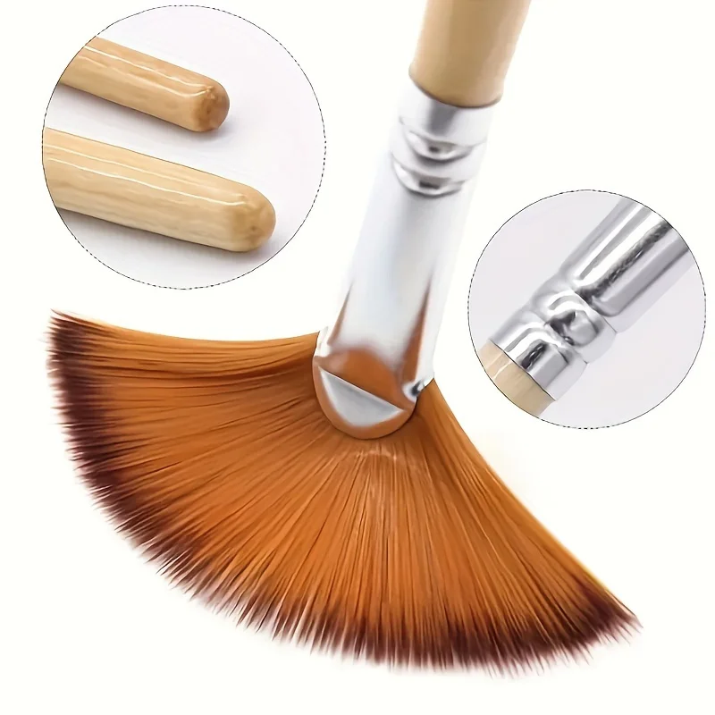 5/10pcs Paint Brushes Set Fan Brushes Acrylic Paint Brushes Oil Painting Brush with Nylon Hair Short Wood Handle Brush