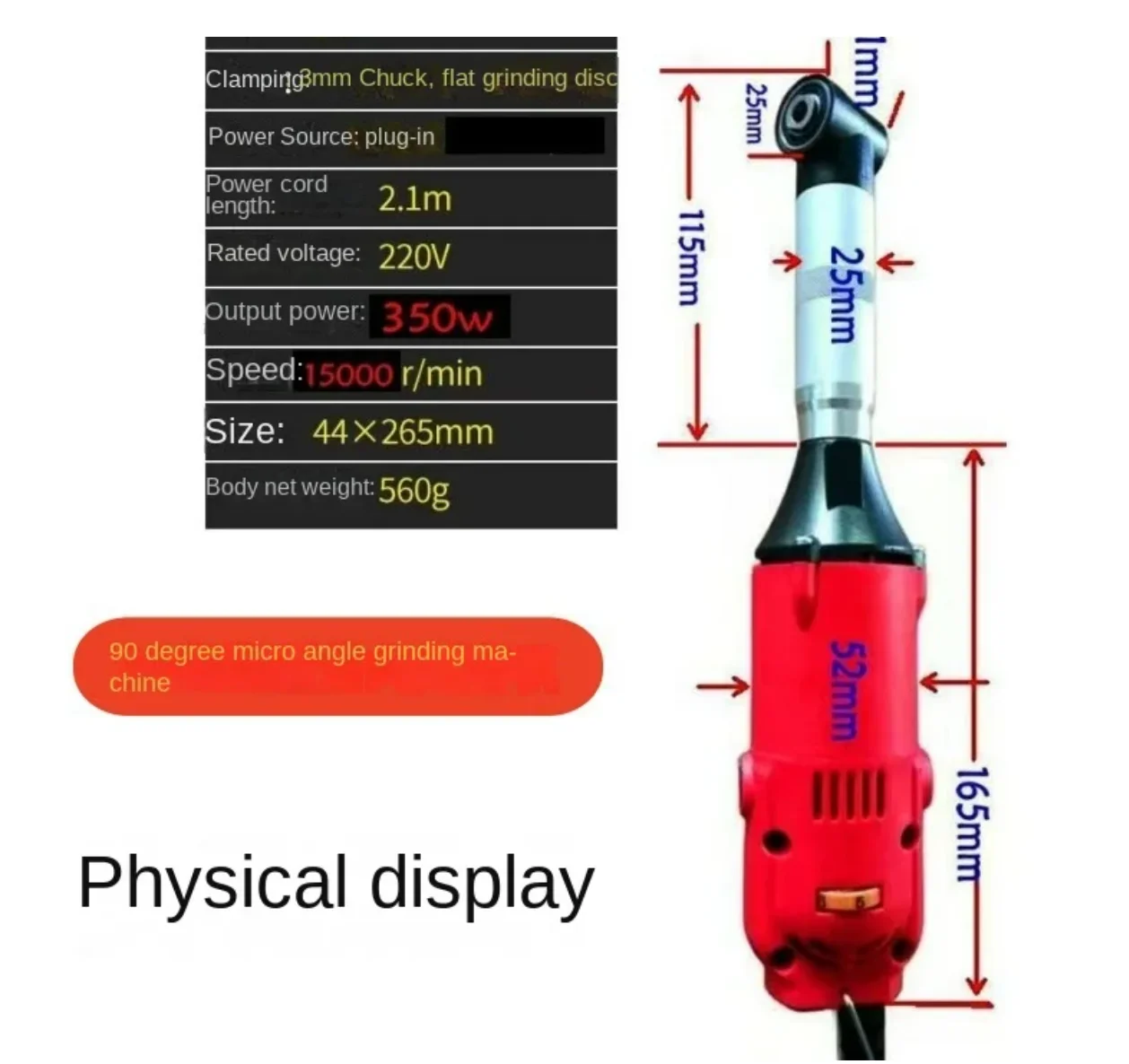 350w Micro Angle Grinder Multifunction 90° Electric Elbow Grinding Machine Elbow Engraving Polisher Ceramic Tile Cleaning Tools
