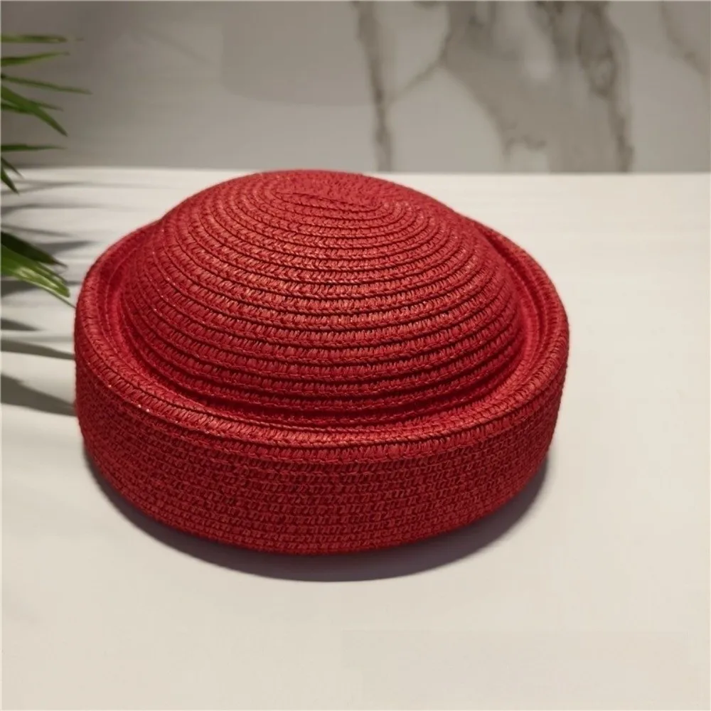 New Retro Style Straw Sun Hat Wide Brim Artistic Design Painter Beret Woven Texture Concave Top Woven Straw Hat Summer Season