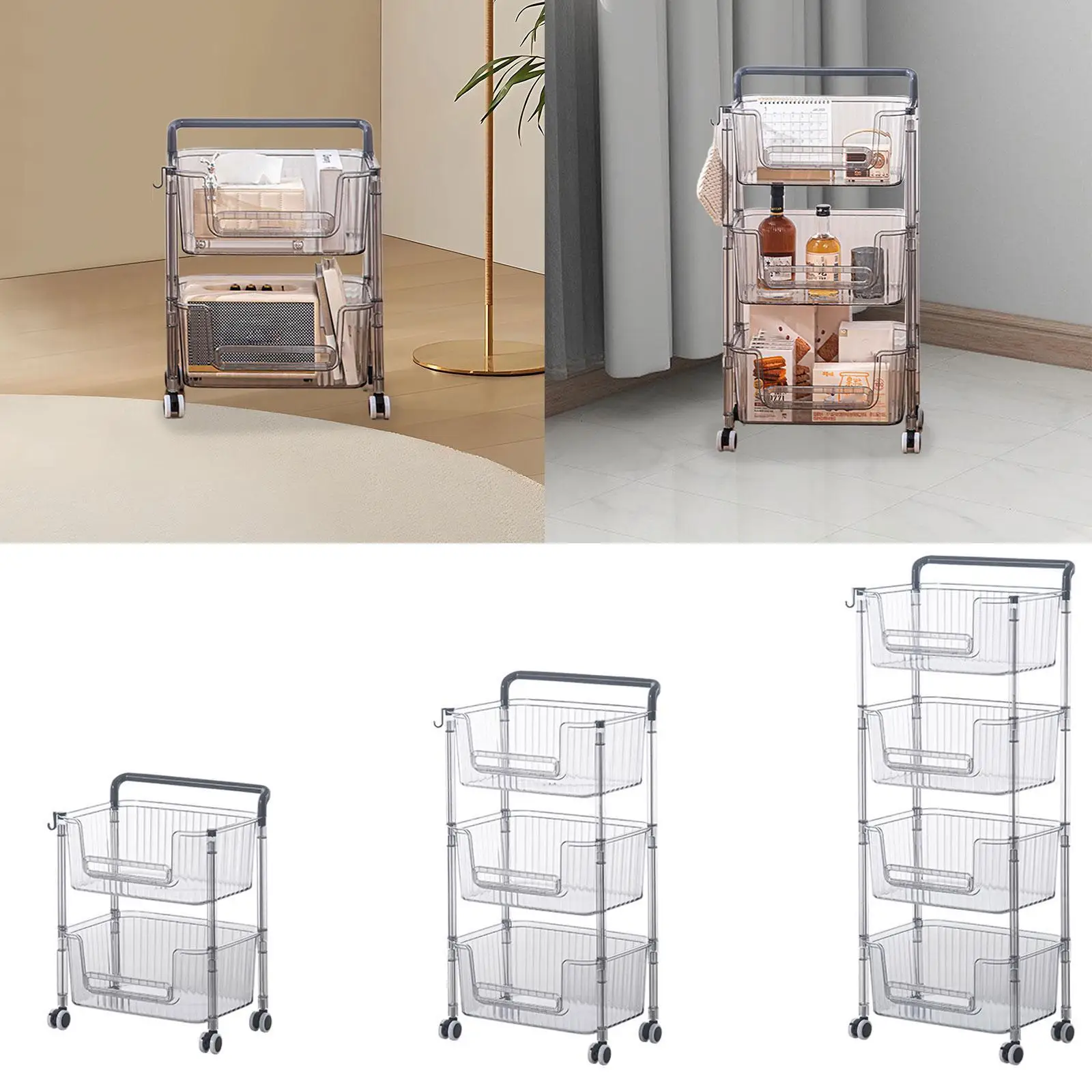 Rolling Cart Mobile Utility Cart Large Capacity Multi Layer Storage Trolley for Office Storage Basket for Office Kitchen Toys