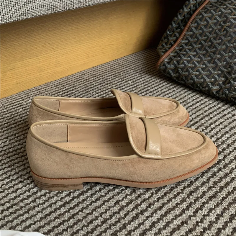 2022 New Spring Suede Leather Women Shoes Casual Slip-On Loafers Comfortable Simple Shoes Round Toe Shoes Woman Zapatos De Mujer