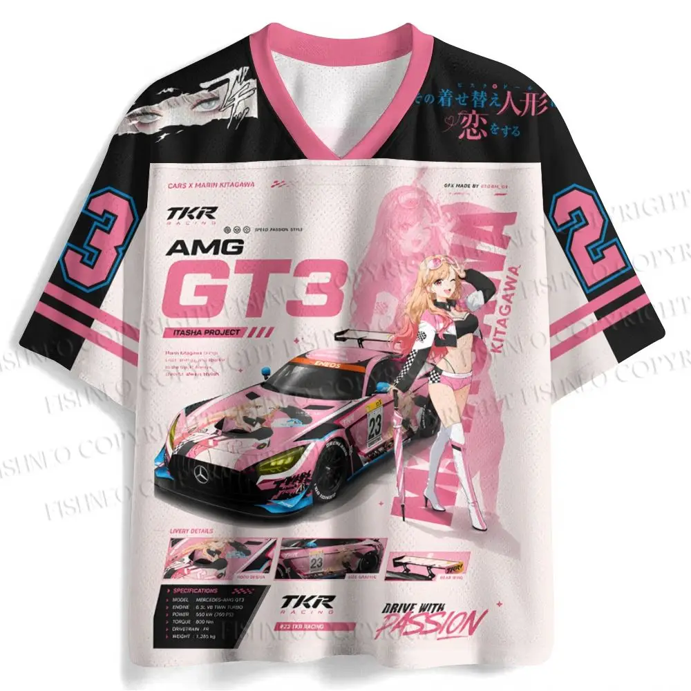Men Women Kitagawa Marin Anime Football Jersey Oversized Breathable Mesh Manga Line Art Graphic Japanese Anime Print Street Tops