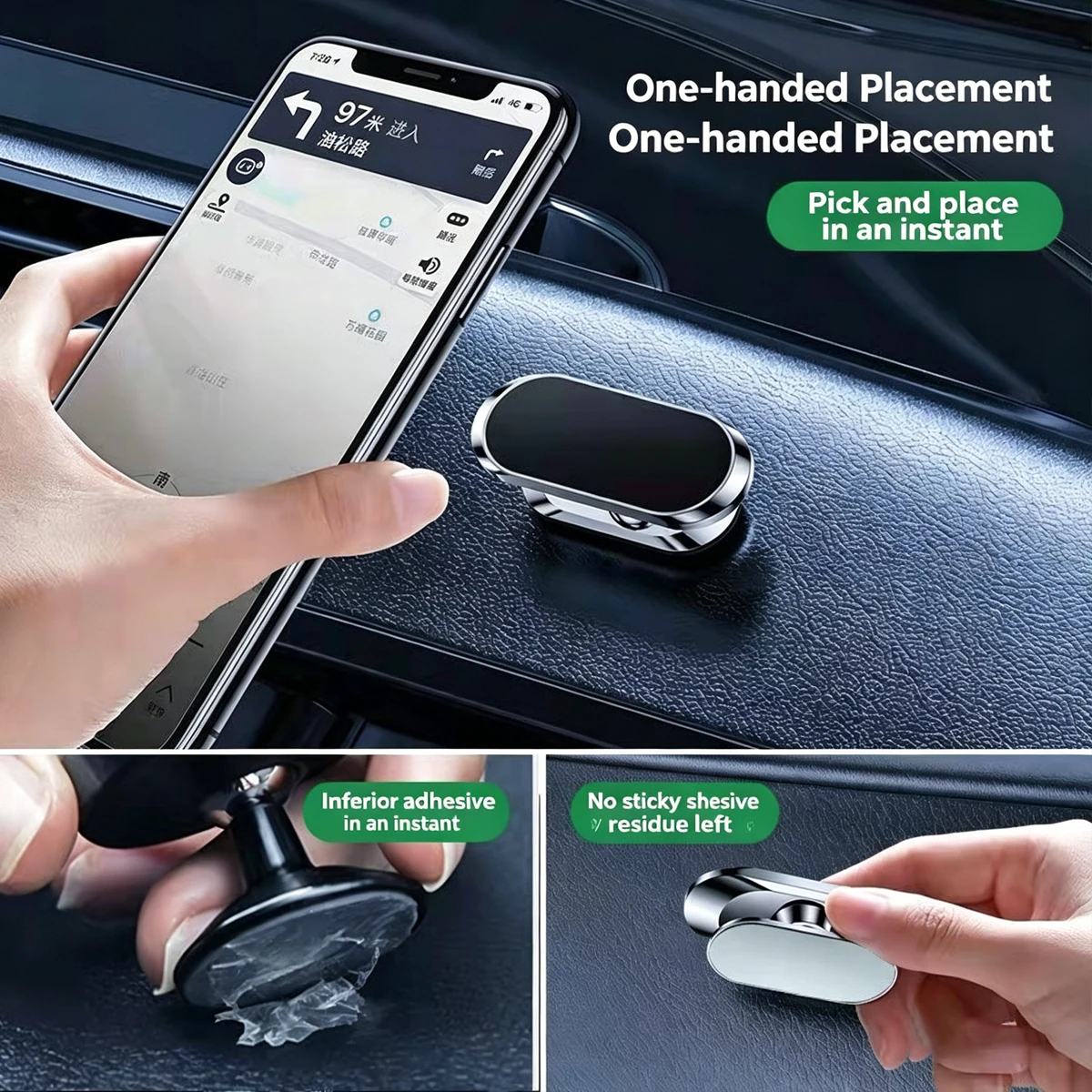Car Phone Holder with Magnetic 360-Degree Rotating Mount, Car Navigation Fixed Metal Strong Magnetic Mount, Navigation Fixing Tool Strong Magnetic Phone Holder