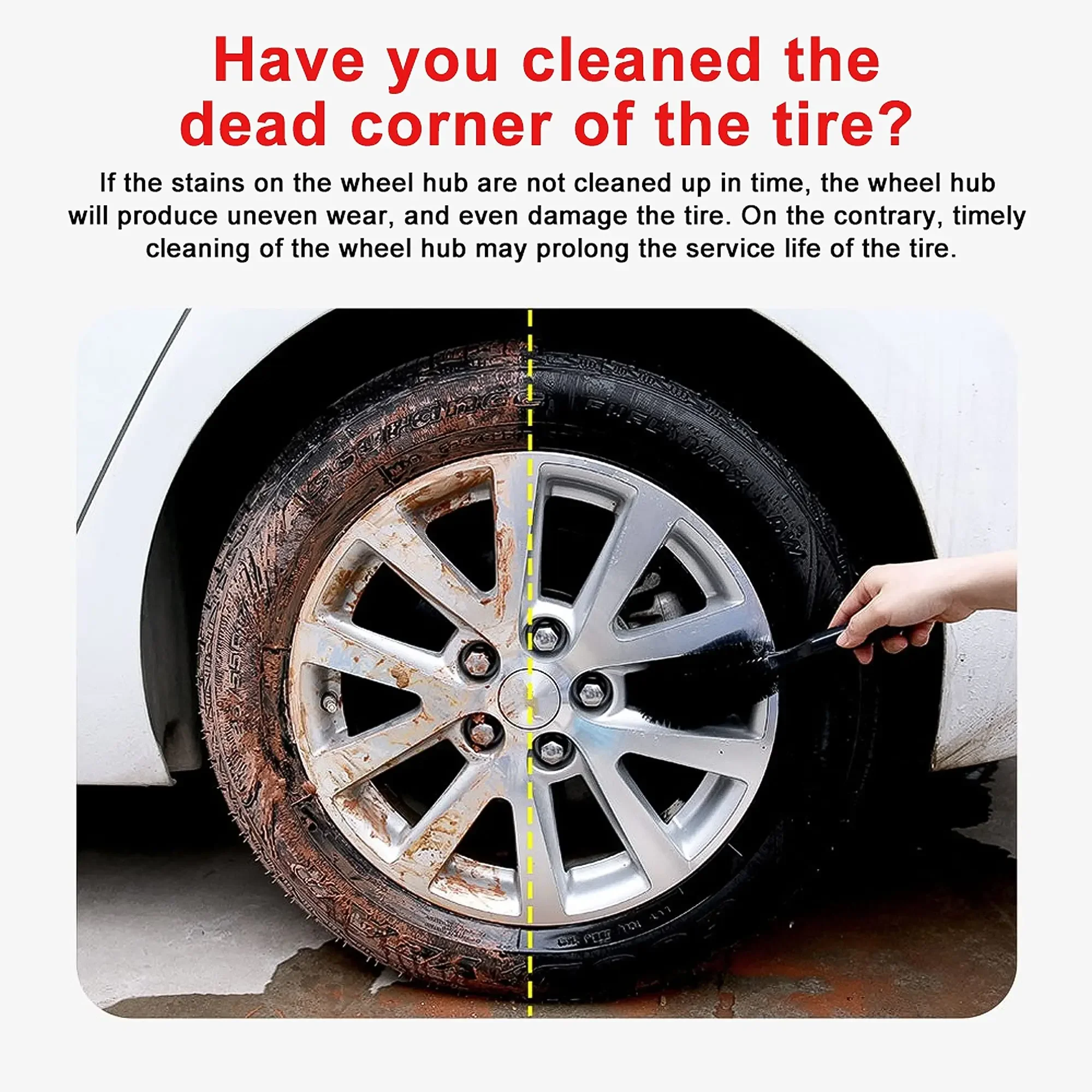 Wheel Brush Car Rim Detail Brushes Soft Bristles Car Wheel Brush Wheel Rim Tire Detail Cleaning Brush Multi-Purpose For Wheels