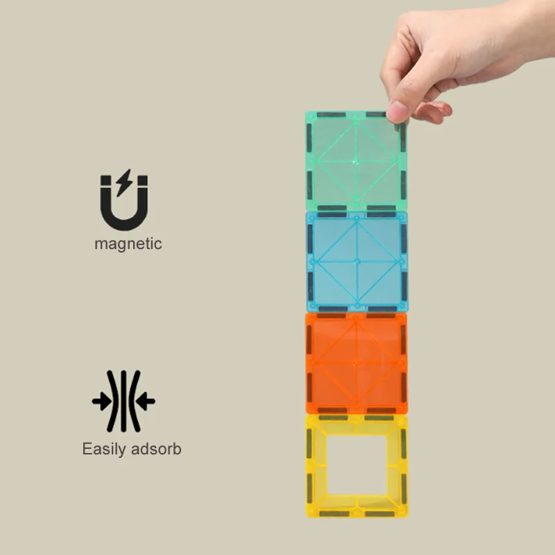 Magnetic Tiles 120PCS Magnetic Blocks Clear Building Blocks Set STEM Sensory Educational Toys Gift for Toddlers Kids Boys