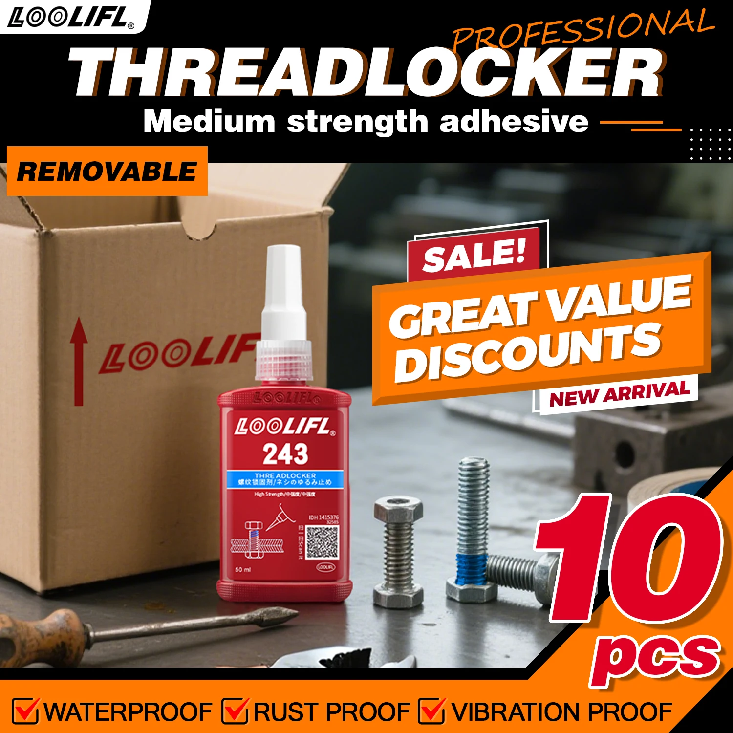 

Thread Lock Glue 243 Thread Glue to Prevent Looseness, Rust, Joint Filling, High Temperature and Anaerobic Glue, Medium Strength