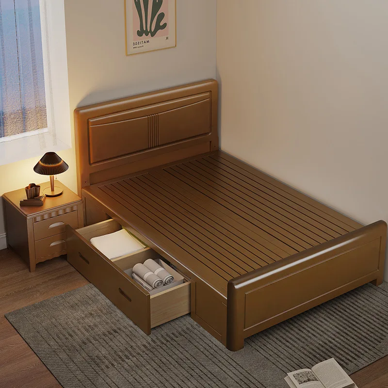Односпальная кровать 1 метр 1,2 метра Кровать для пожилых людей 1,35 Хранение 1,5 секунды Спальня 0,9 Массив дерева
