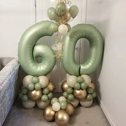 1set 32inch Green Number Balloon With Vintage Balloon Tower For 30 40 50 Birthday Party Decoration Kids DIY Party Gifts Supplies