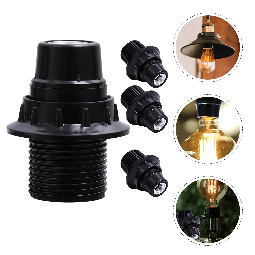 E14 Bakelite Lamp Holder Black Socket 4pcs Self locking Half thread Screw Light Bulb Socket Fixture Heat Resistant