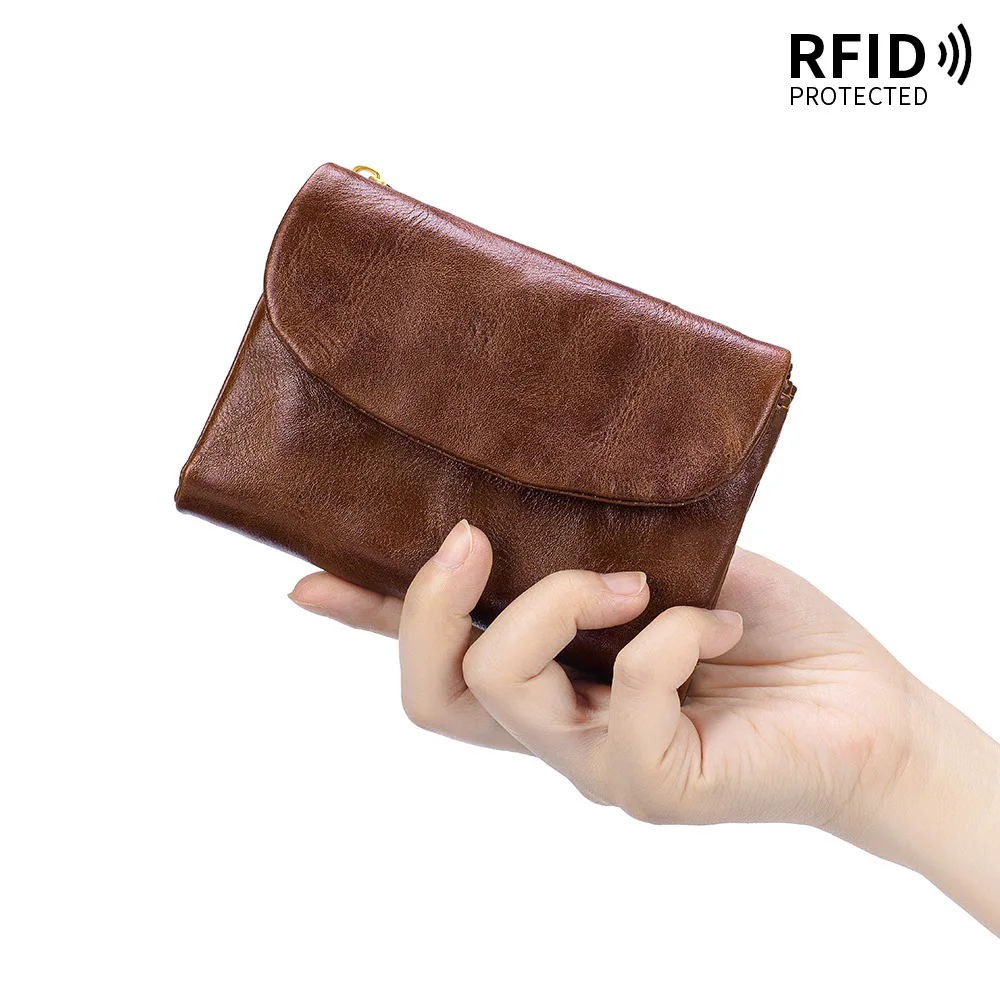 Retro Genuine Leather RFID Wallet for Women - Multi-Use Clutch Organizer Wallets, Large Capacity Case for Cards, Cash & Coins