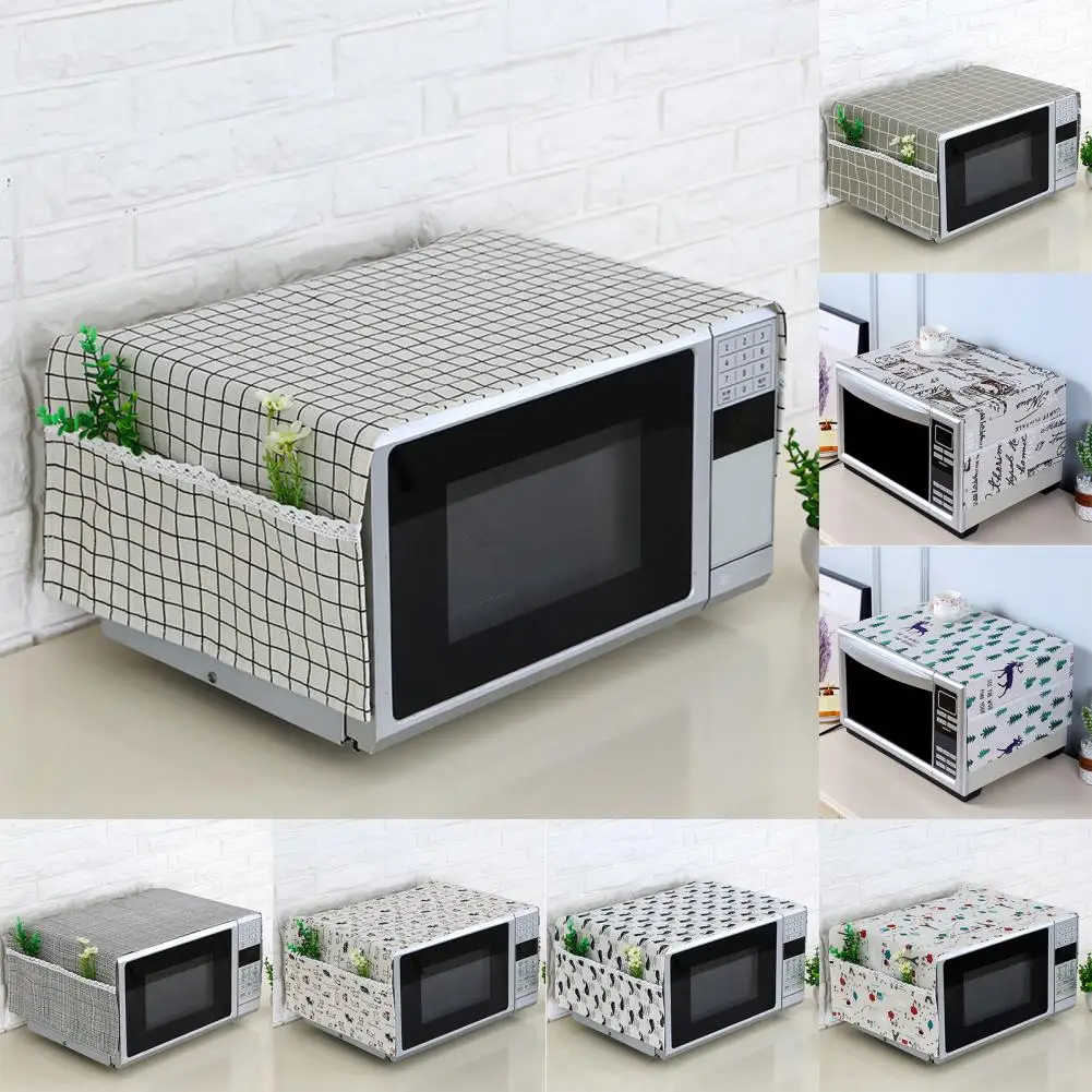 Microwave Top Cover Useful Machine Washable Microwave Protector Cotton Flax Microwave Cloth