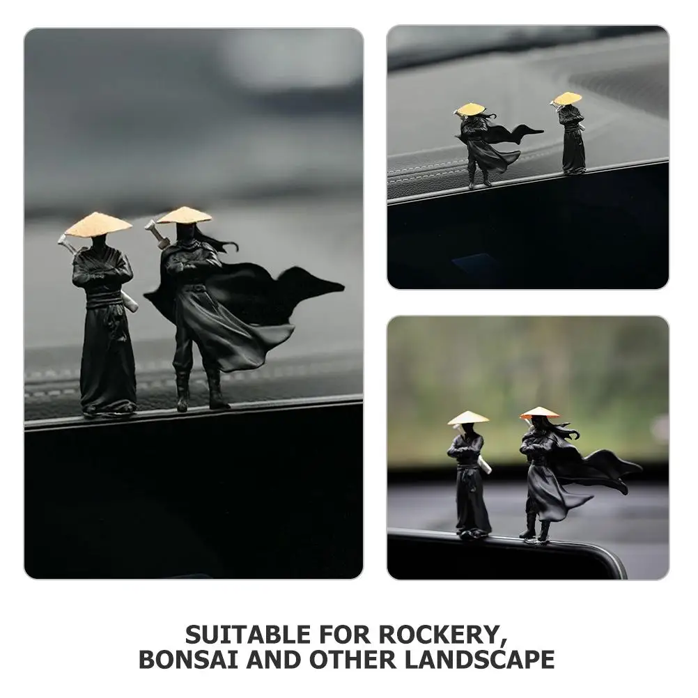 Figuras de guerrero chino antiguo, 2 uds., nament de escritorio, estatuas de micropaisaje, baratijas de caballeros para terrario de bonsái