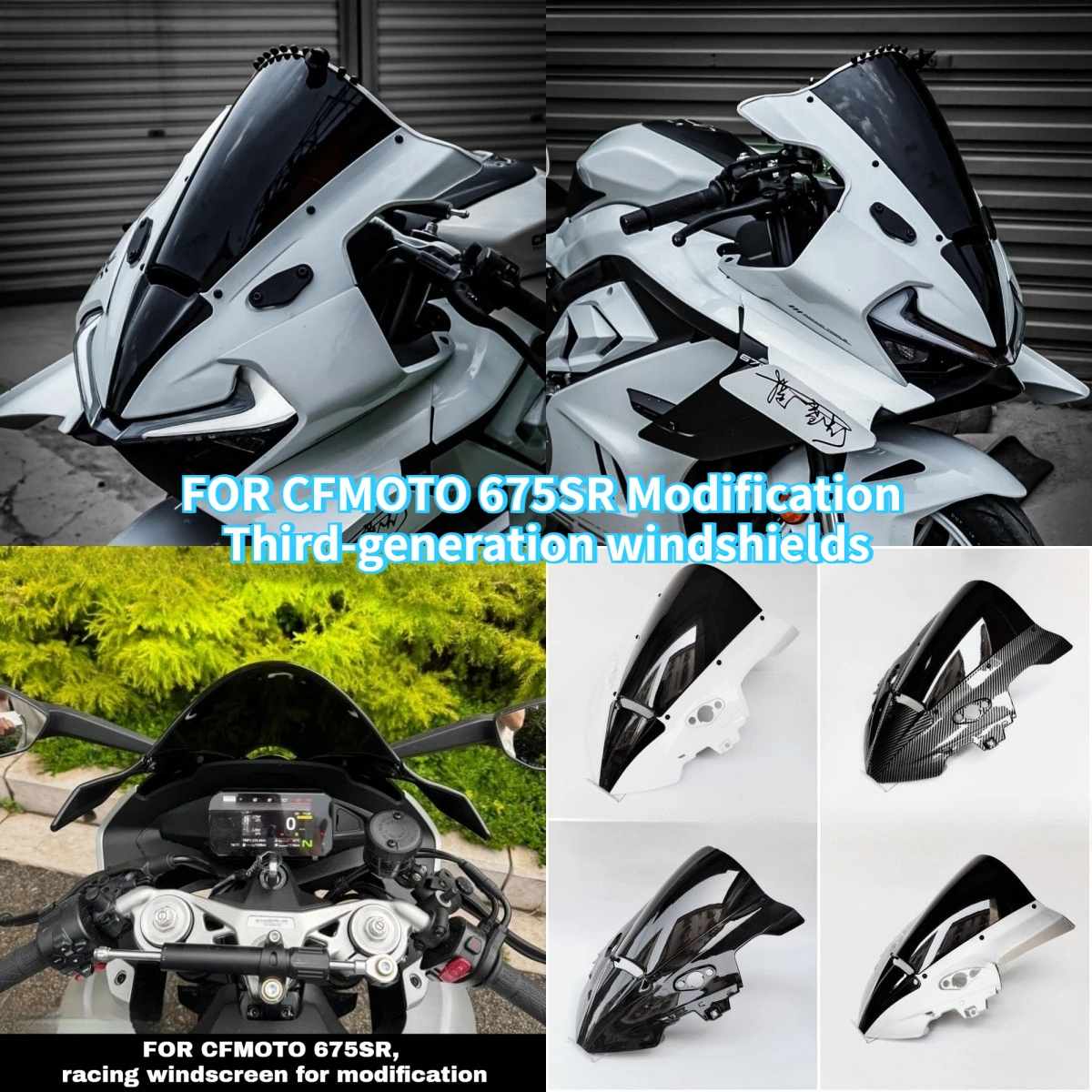 for CFMOTO 675SR 675SS Modification Track-level Racing Windshield, Raised and Widened, Combined Windshield.Fairing.Accessories