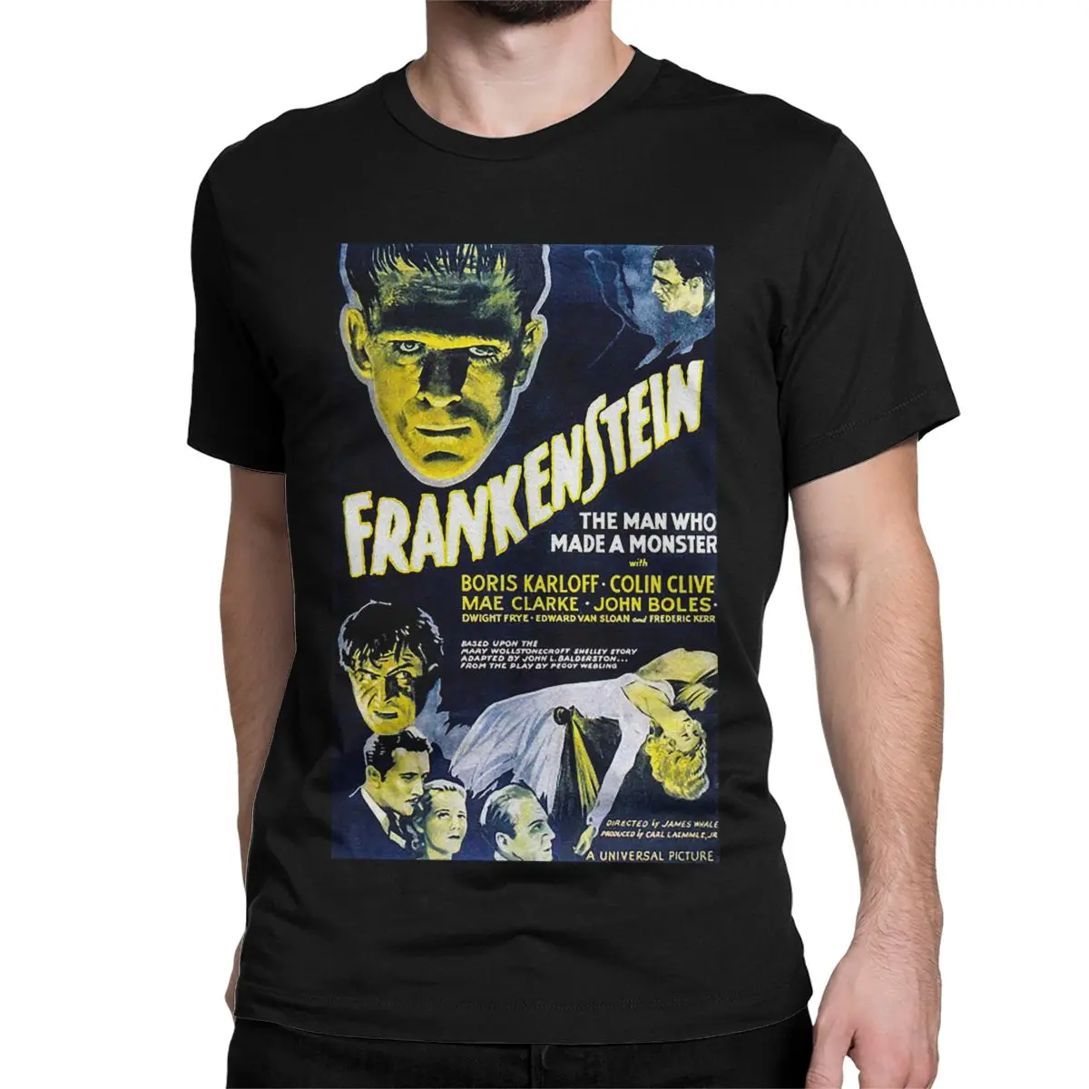 Frankenstein Horror Movie T Shirts Men Women 100% Cotton Funny T-Shirt Crewneck Ghoulish Tee Shirt Short Sleeve Tops Printed