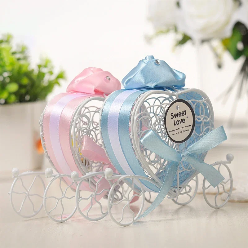 

12pcs Heart-shaped Carriage Hollow Easter Creative Candy Chocolate Cookies Bag Birthday Decorations Baby Shower Wedding Gift Box