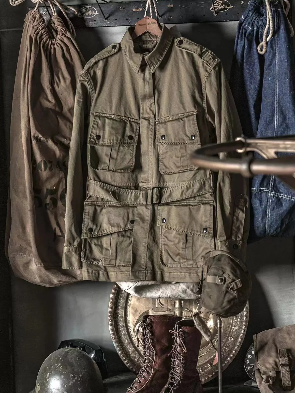 Bronson Airborne Paratrooper M-42 Jump Jacket Vintage Style Safari Coat For Men