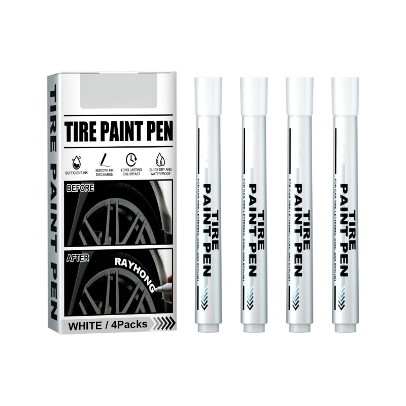 

DXAB 4Pieces Paint Pen For Car Tires, White Paint Pen Waterproof Tire Marker Pen