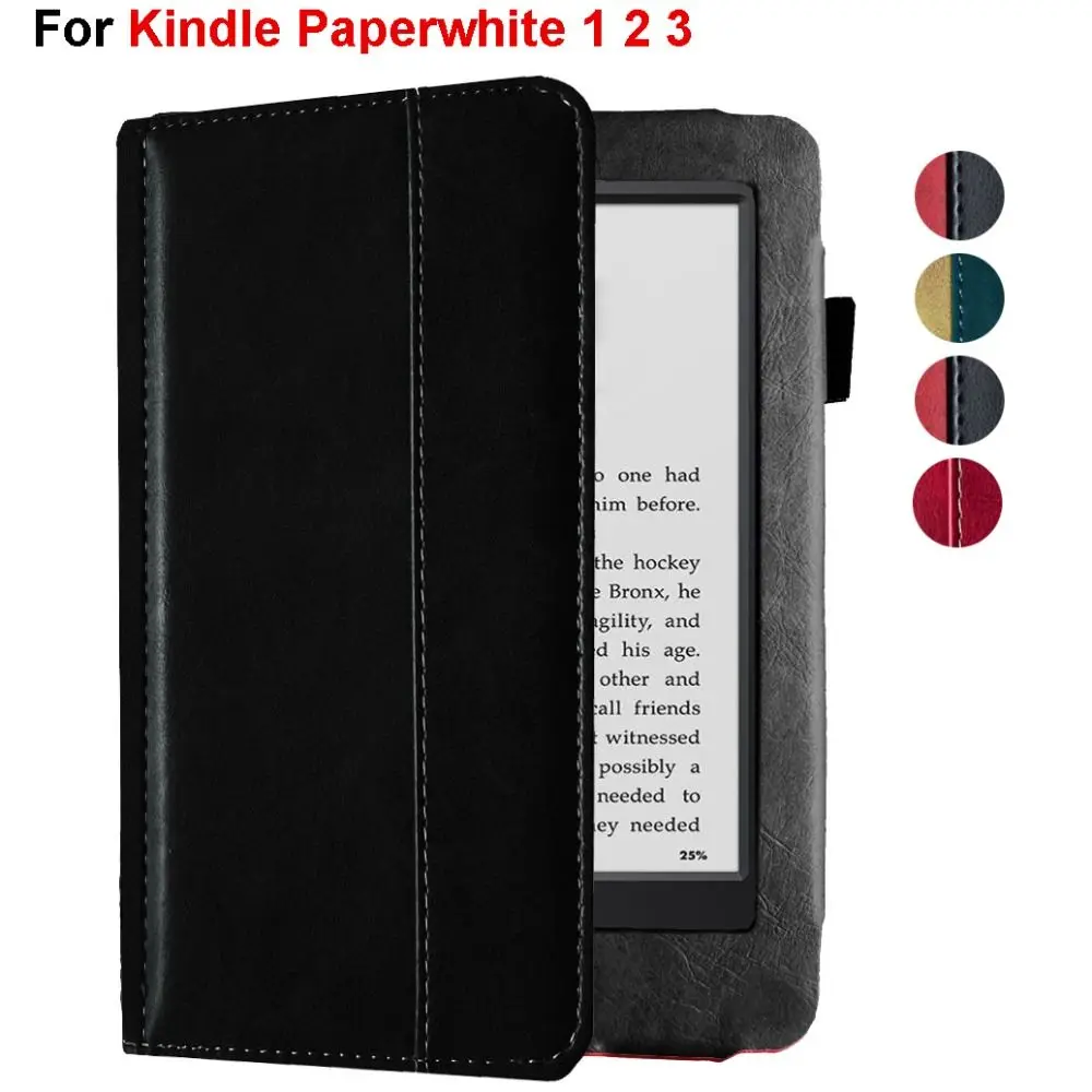 

6 Inch E-Reader Case Auto Sleep/Wake Leather Back Cover Microfiber Lining Magnetic Folio Cover for Kindle Paperwhite 1 2 3