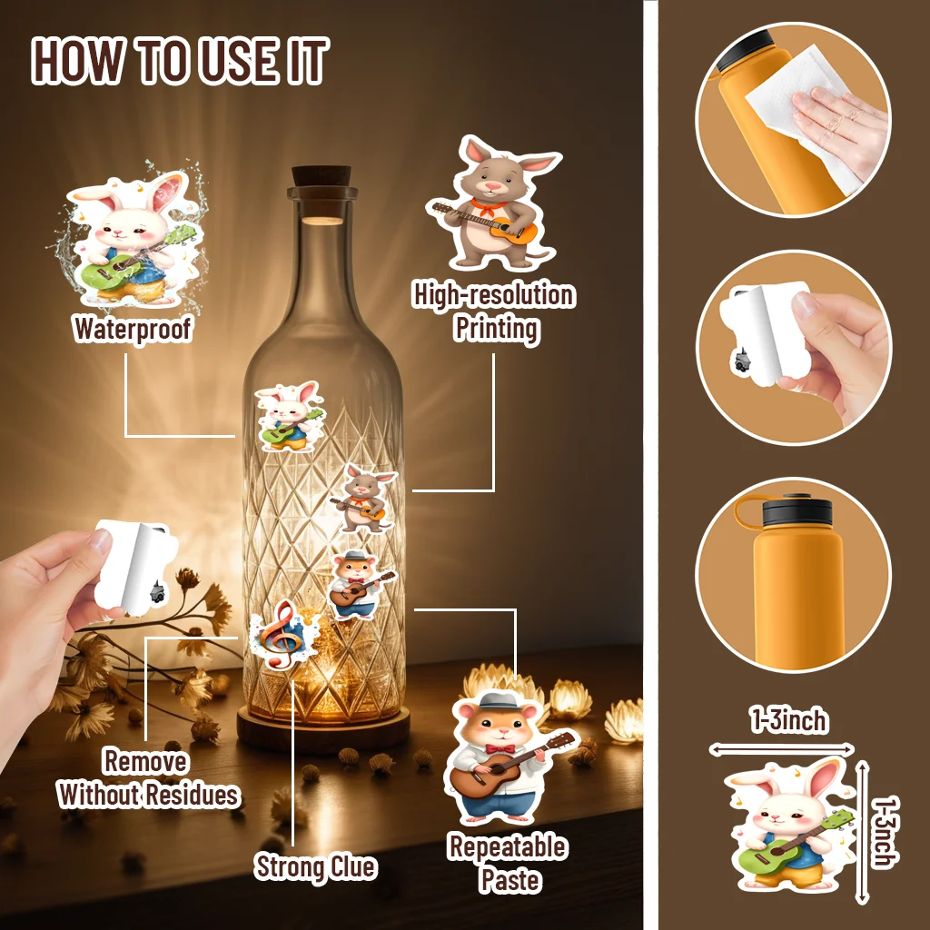 35pcs-50pcs Cute Cute Cartoon Stickers Cartoon Instruments  Stickers   Stickers For Laptop Motorcycle Luggage