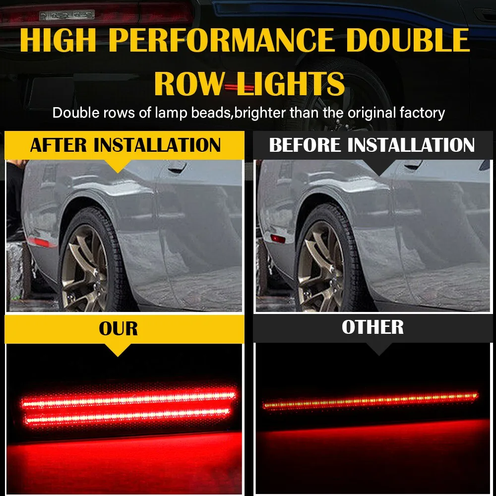 For Dodge Challenger 2008 2009 2010 2011 2012 2013 2014 Car Front Rear Bumper LED Side Marker Light Red Yellow Lamp Accessories