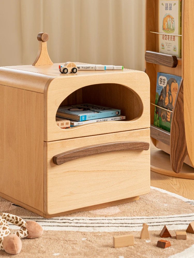 Children's Solid Wood Bedside Table Simple Modern Beech Bedroom Bedside Cabinet Locker Storage Cabinet 1