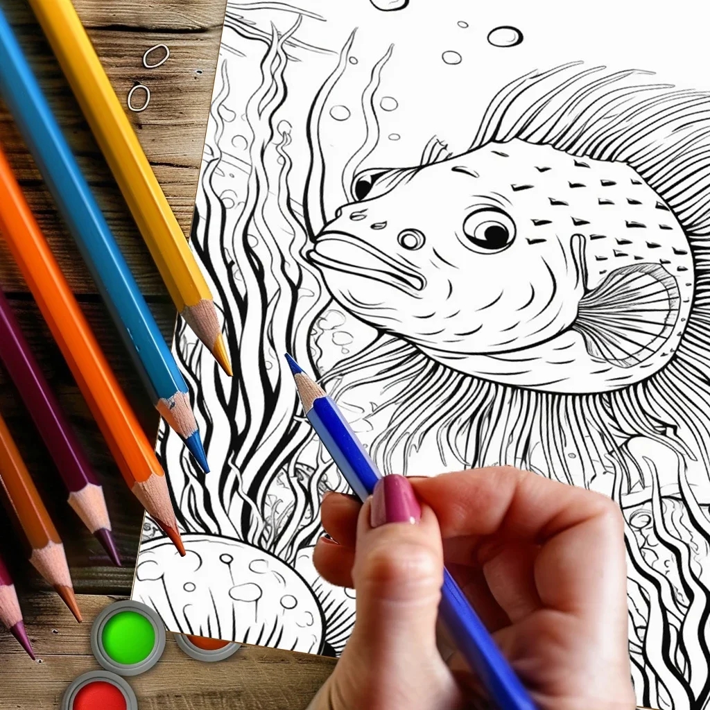 Summer Underwater Coloring Book for Adults, Cute Marine Drawing Book, Stress Relief, Birthday Gift & Back to School Art Supplies view 4