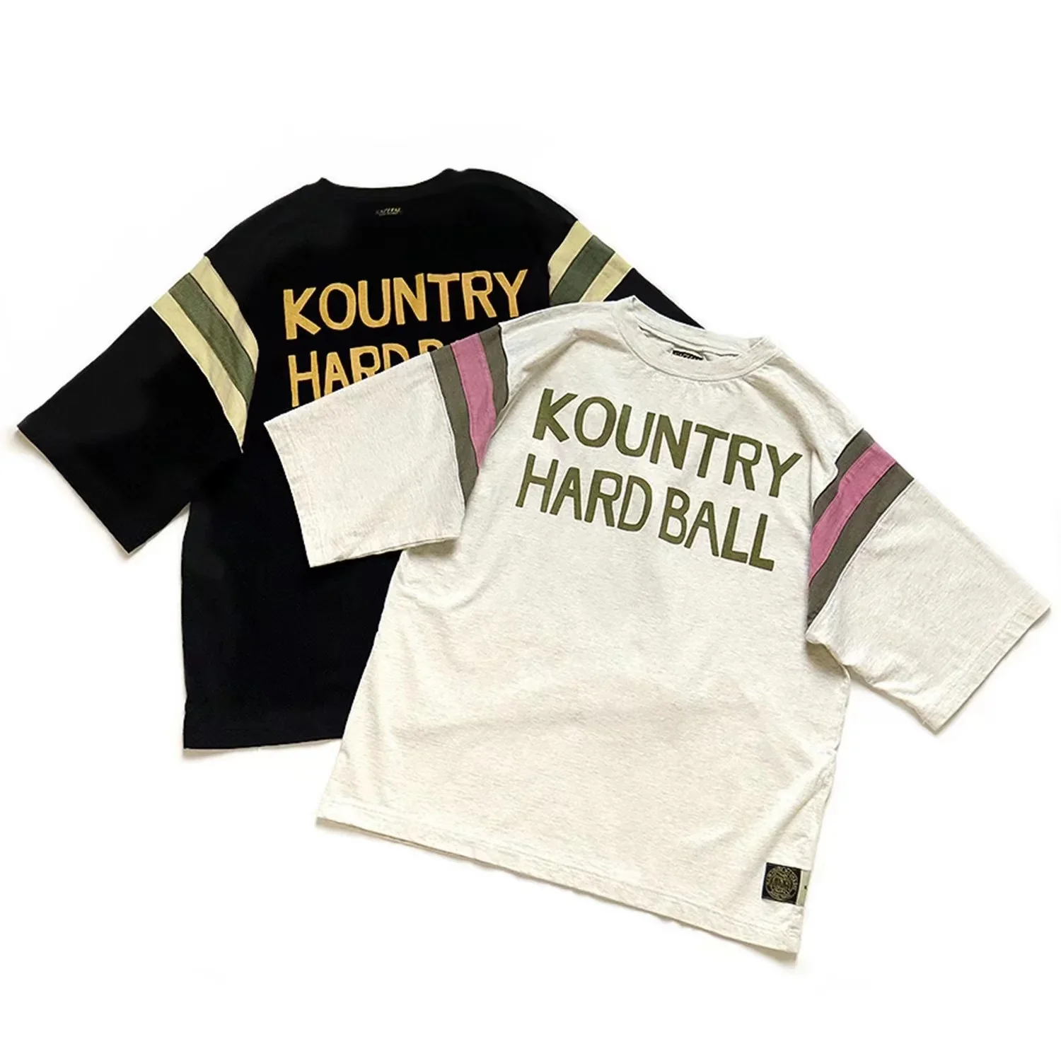 

23SS KAPITAL Hirata Hiroshi Two Tone Cotton Printed Patchwork Loose Japanese Round Neck Short Sleeved T-shirt for Men