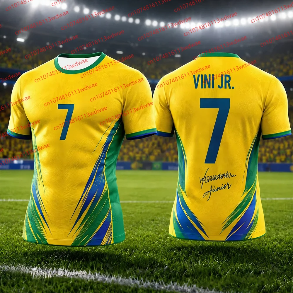2026 New Neymar And VINI JR Printed Sports T Shirt Men Summer Breathable Quick Dry Soccer Tee Casual Outdoor Top Kid T-shirt
