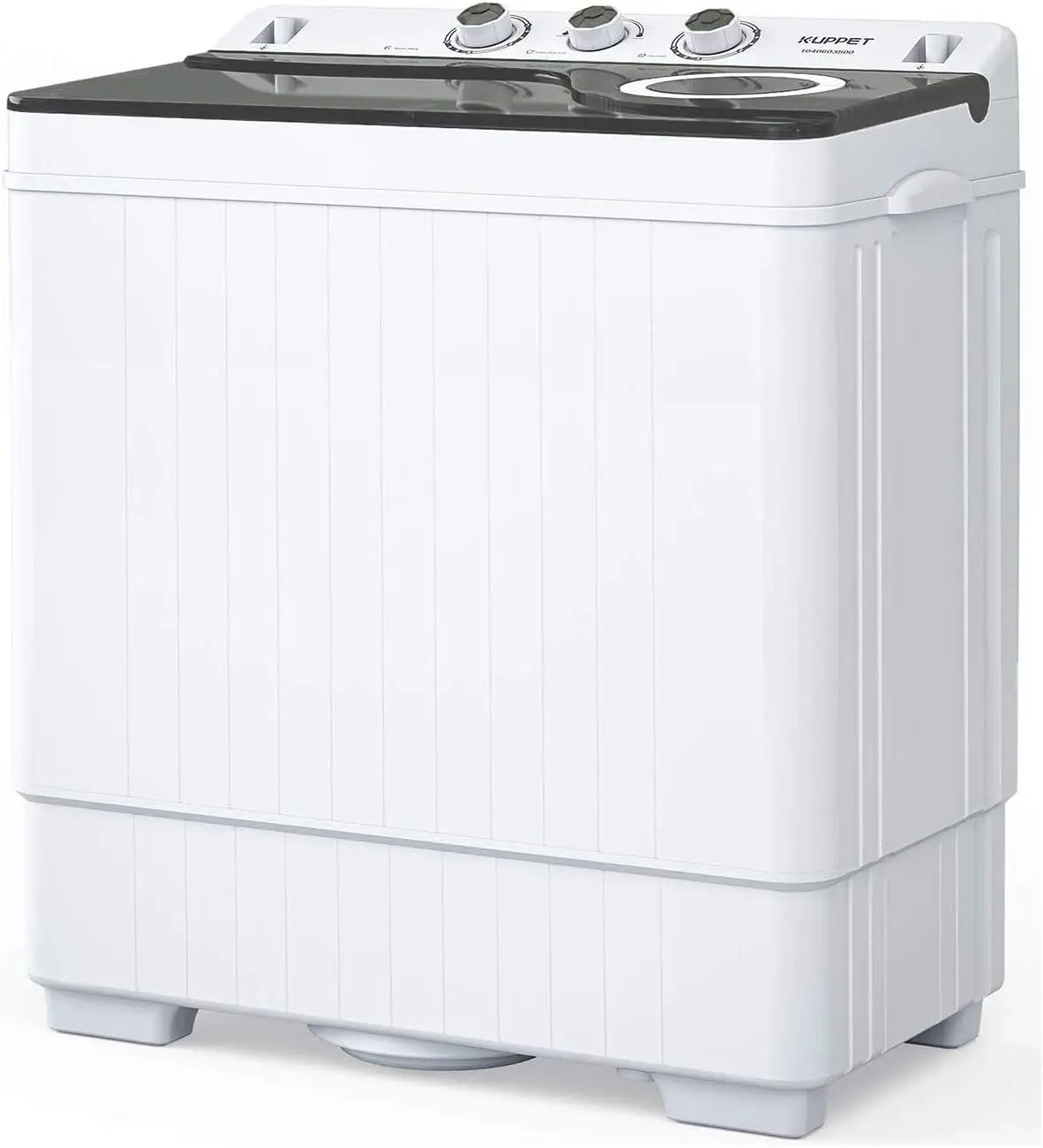 Draagbare Mini Wasmachine 26lbs Capaciteit, Wasmachine (18Lbs) & Spiner(8Lbs)/Ingebouwde Afvoerpomp/Semi-Automatisch (Wit & Grijs)