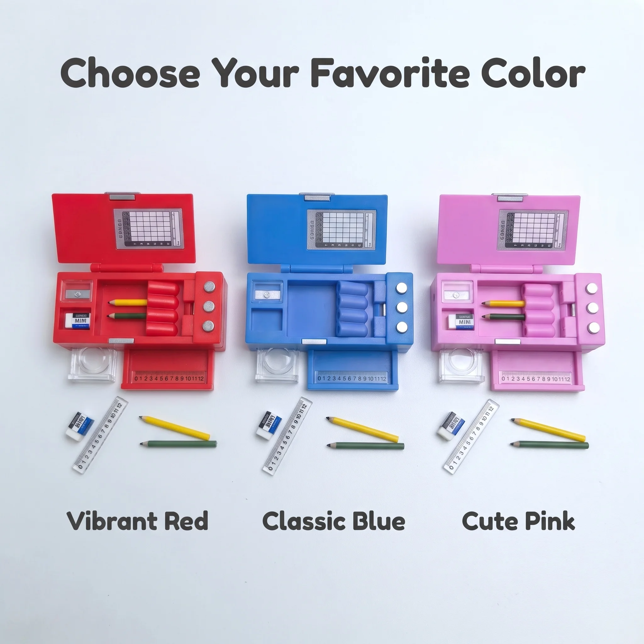 Miniature Multifunctional Pencil Case, Stationery Box, Ruler, Colored Pens, Miniature Props, Dollhouse Decoration and Photography Props, Toy House Decorations, Miniature Learning Stationery, Miniature Pens/Erasers/Rulers, School-Themed Toy Decorations, Holiday Gifts! Collectors' Items!