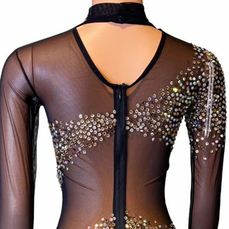 Diamond Birthday Dress Elegant Sparkle Diamond Mesh Ball Dress High Neck Knee Ladies Vestidos De Graduación Vestidos De Flamenca