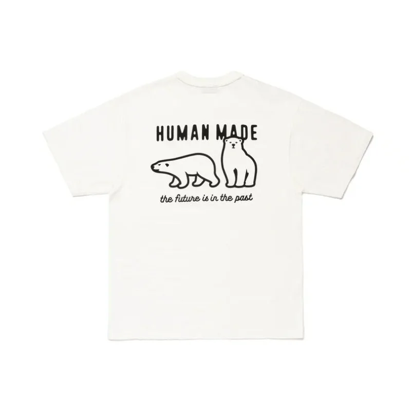 Human Made 25AW Polar Bear Graphic T-Shirt, Slub Cotton Japanese Made Tee for Unisex