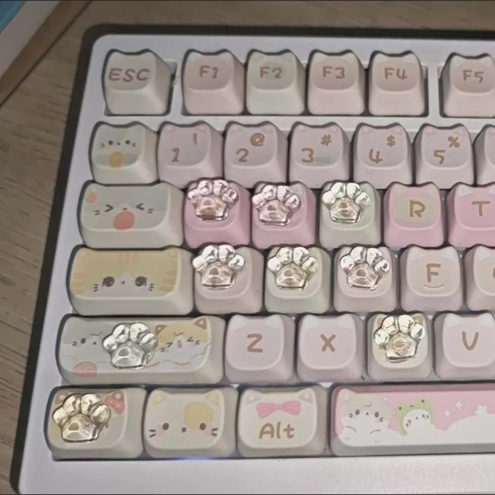 Novos 30 Adesivos Transparentes de Patinha de Gato para Teclado, Teclas Elevadas para Unhas Longas, Auxiliar de Digitação, Decoração Fofa para Mesa, Acessórios para Teclado