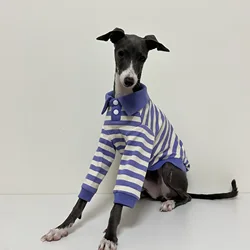 Autumn and winter pure cotton striped puppy polo shirt elastic and comfortable Italian Greyhound Whippet dog clothes