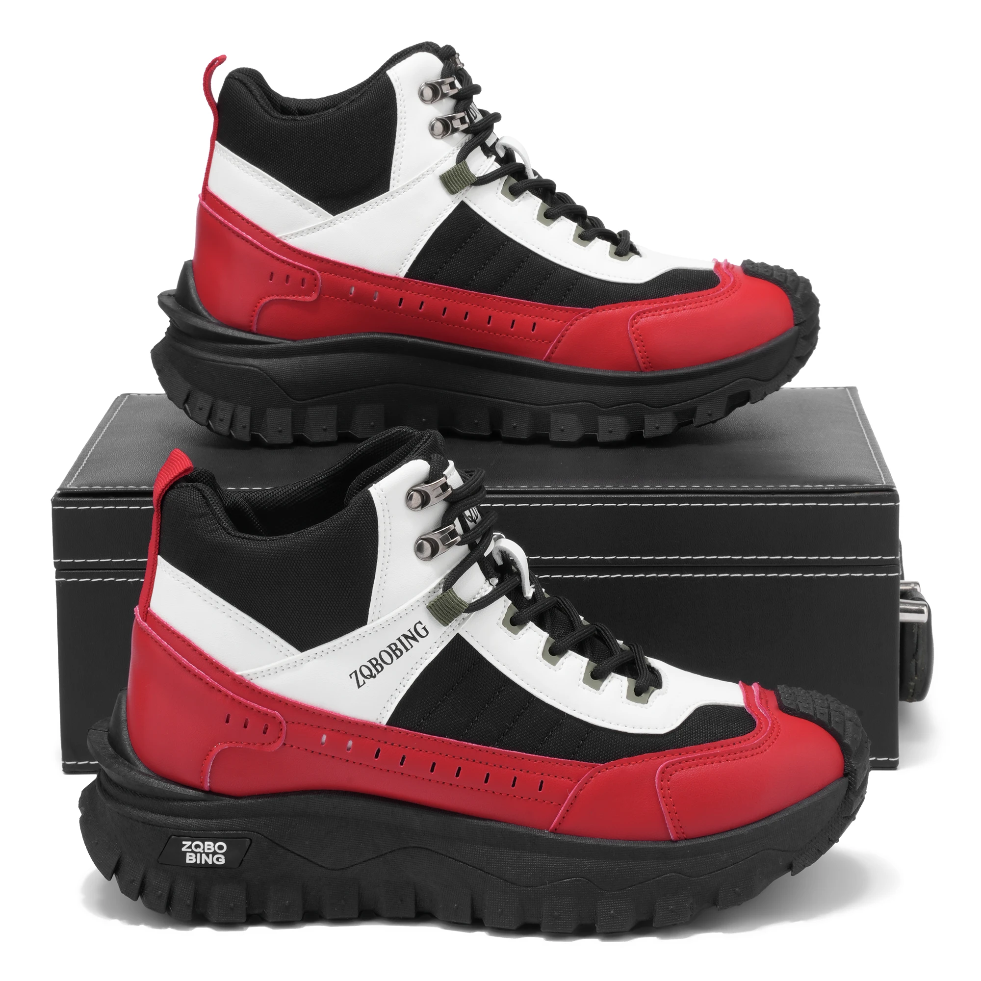 Neue Herbst- und Winter-High-Top-Outdoor-Wanderschuhe für Herren, Größen 39-48, dickbesohlte, rutschfeste, verschleißfeste Arbeitsschuhe, Farbblockierung, vielseitig, trendig, höhenvergrößernde Herren-Sportschuhe – Detail 13