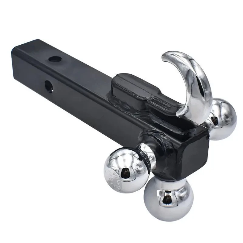 Heavy Duty Tow Hitch Ball Mount High Strength Triple Ball with Hook